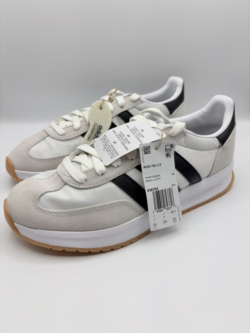 ADIDAS Run 70s 2.0 IH8594 White/Black/Gum Men's Size 8.5 Running Course NWOB
